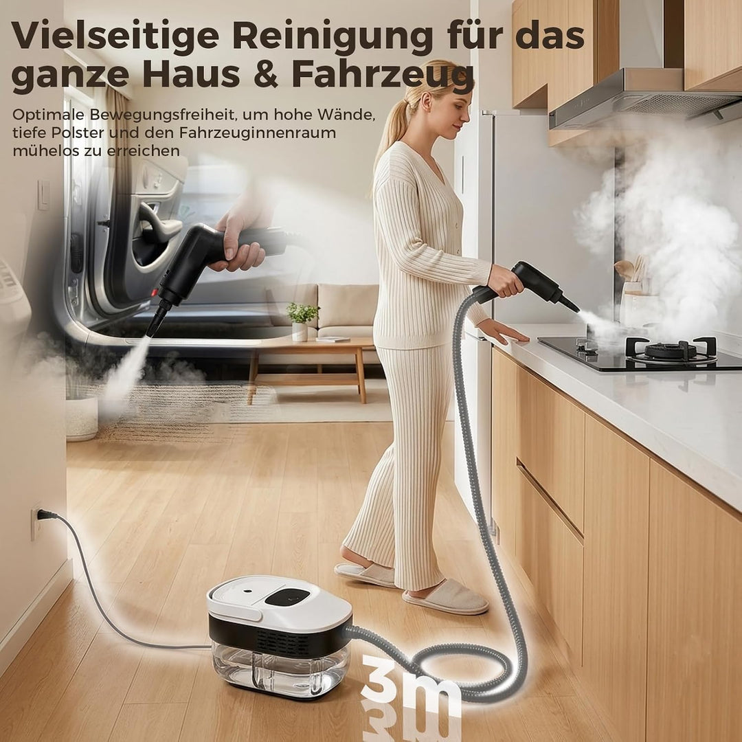14 IN 1 Dampfreiniger Handgerät 1,6L Tank【100% Natürliche Tiefenreinigung】3 STUFIG Einstellbar Handd