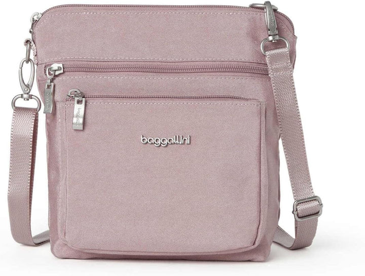 Baggallini Damen Moderne Umhängetasche mit Taschen Blush Shimmer, Blush Shimmer