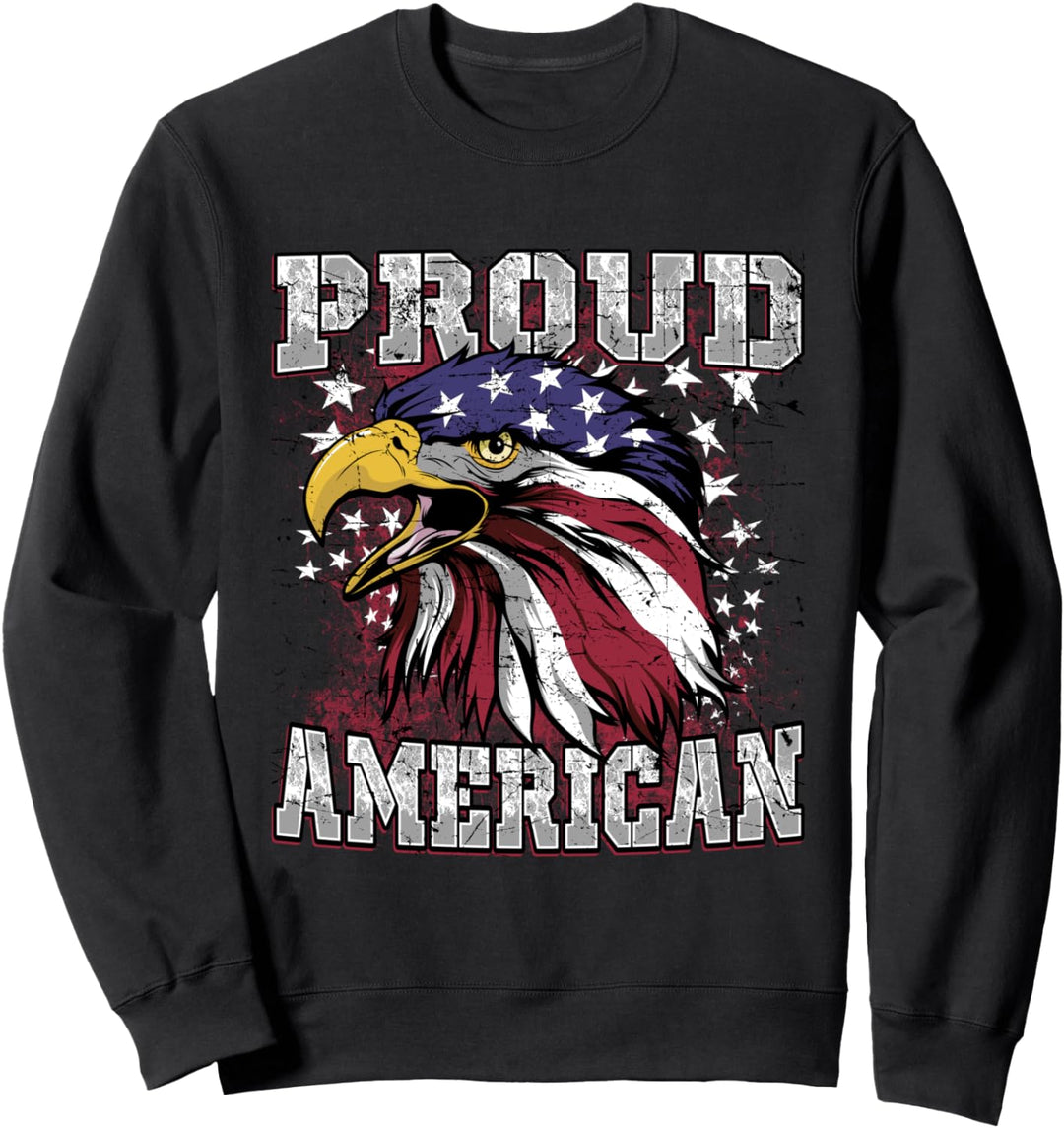 Patriotischer 4. Juli Adler - Proud American - USA Flagge Sweatshirt