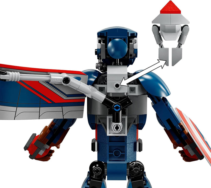 LEGO Marvel New Captain America Baufigur, Superhelden Spielzeug für Kinder, baubares Modell und Mini