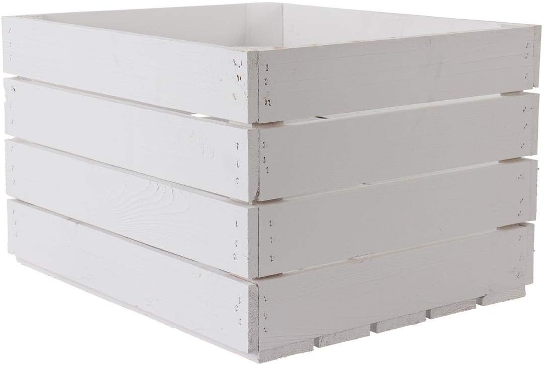 moooble 6er Set Neue weisse/Weisse Obstkiste 50cm x 40cm x 30cm Holzkiste mittelgross Kiste Schuhbox