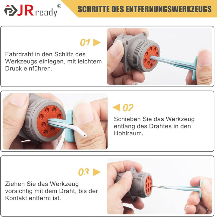 JRready ST5267 4Pcs Deutsch Auspinnwerkzeug Kfz Set Für 12# 16# 20# Solid/Stamped Kontakte 10-22 AWG