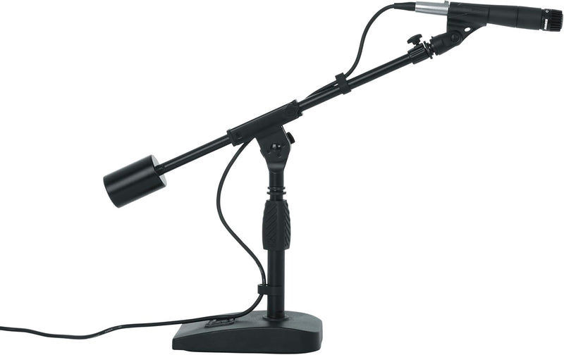 Gator Frameworks Short Weighted Base Microphone Stand with Telescopic Boom Arm and 2.5 Lbs Counter W