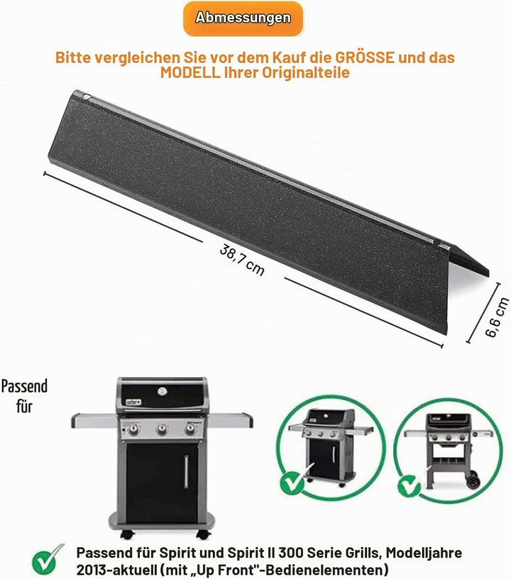 7636 38,9CM Porzellanemaille flavorizer Bars für Weber Spirit I &amp; II 300 e310 e320 S310 S320, Brenne
