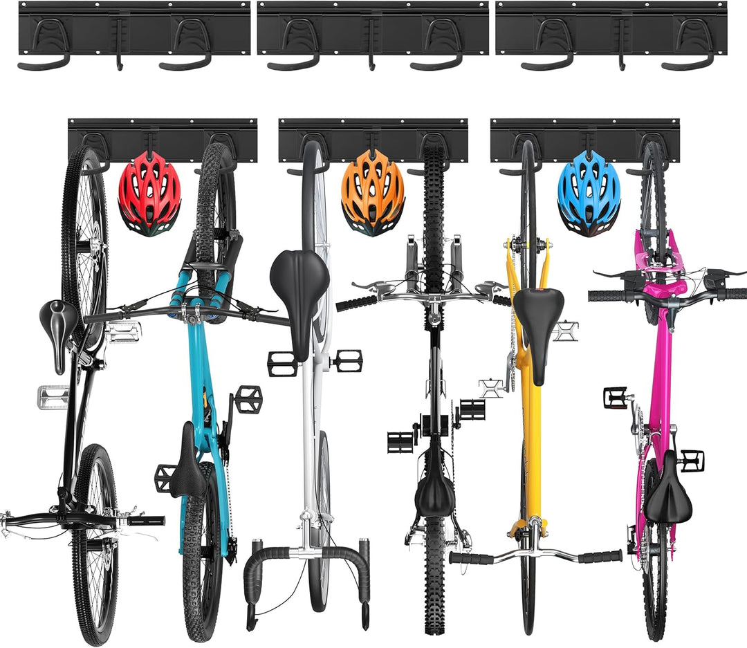 Sinoer Portabici da parete - 6 biciclette + 3 caschi, portabici da Strada o Mountain Bike - Portabic