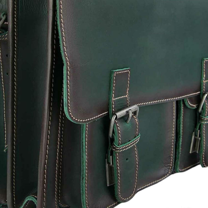 Greenburry Aktentasche Leder 39 cm Grün, Grün