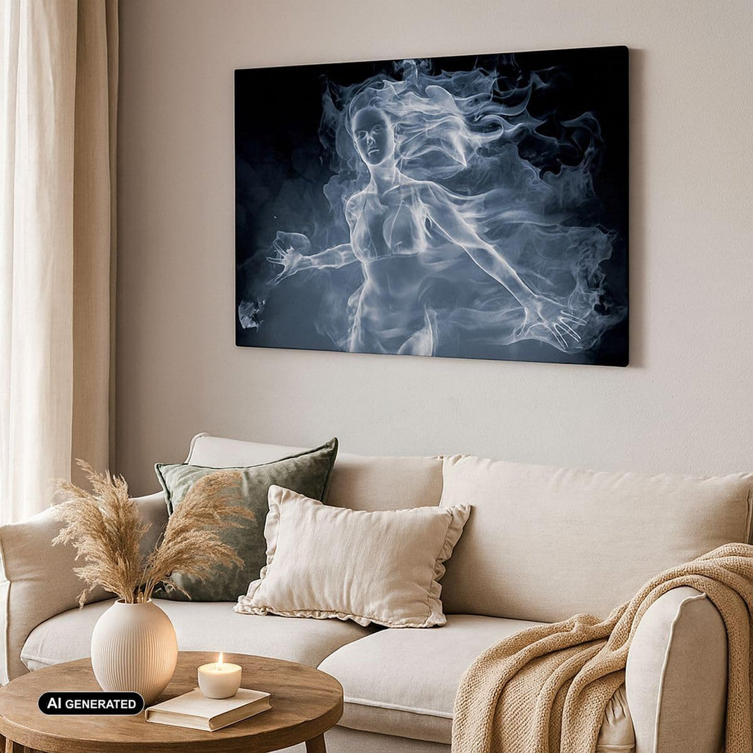 Bilder auf Leinwand Mädchen rauch nebel kunst Leinwandbild 70x50cm Wandbilder Dekoration Wohnzimmer