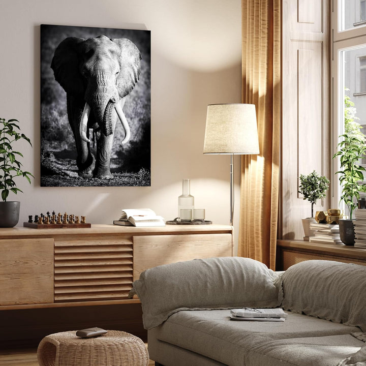 wandmotiv24 Leinwandbild Tiere 120x90cm, Hochformat, Elefant, Deko, Bilder auf Leinwand, Wanddeko, X