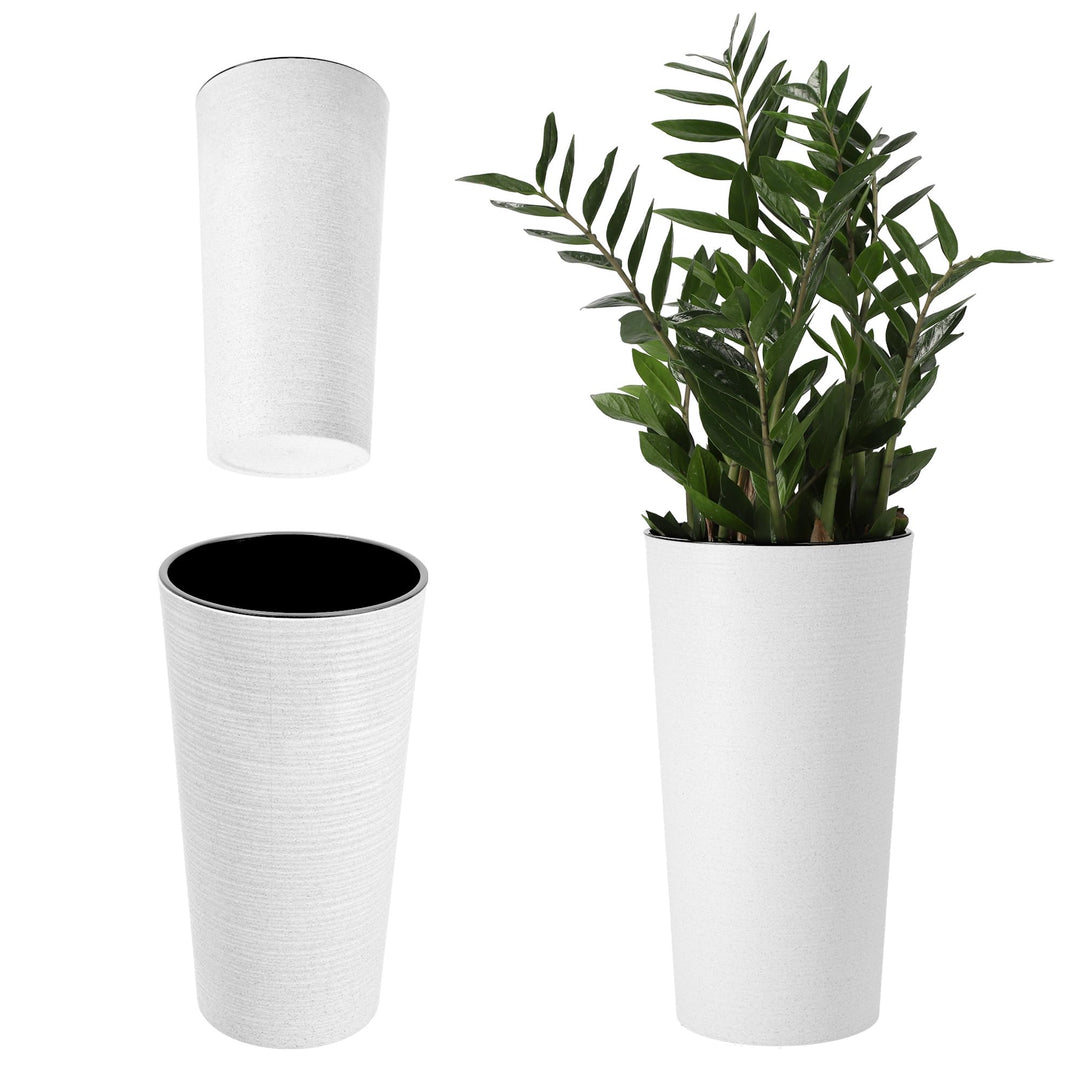 KADAX Blumentopf mit Holzspänen, eleganter Übertopf mit herausnehmbarer Einlage, Blumentopfschutz fü
