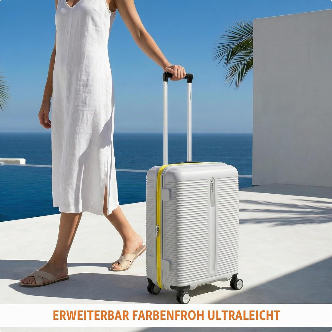Eminent Finno Koffer Mittelgross 66x46x26 cm, Erweiterbar, Hartschalenkoffer, 4 Rollen, Leicht, TSA
