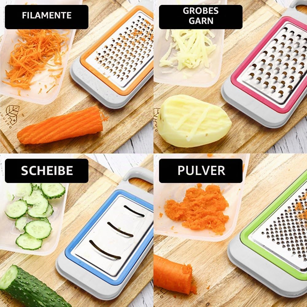 Obst Gemüse Schneidemaschinen Set mit Orangen Peelern, FineGood 4 Packs MultifunktionsSpiralizer Dic