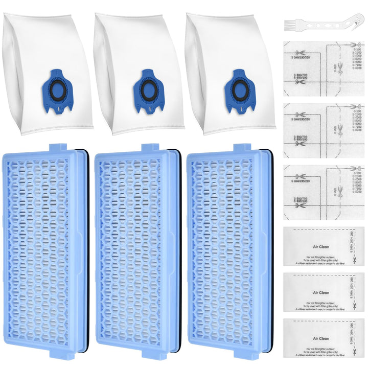 Zubehörset Filter für Miele Staubsauger [Compact C1&C2, Complete C2&C3, S8340], 3 GN Staubsaugerbeut