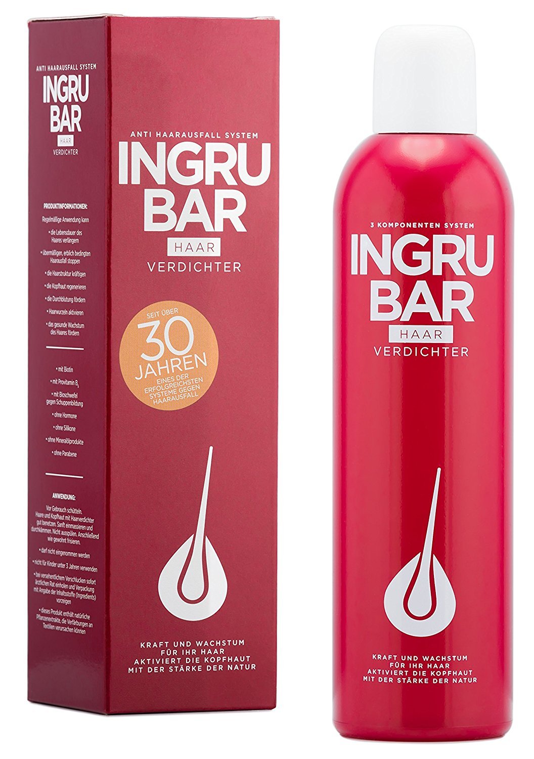 Ingrubar Haarverdichter, 1er Pack (1 x 250 ml, 3-Monatsvorrat) | Gegen Haarausfall Frauen & Männer |