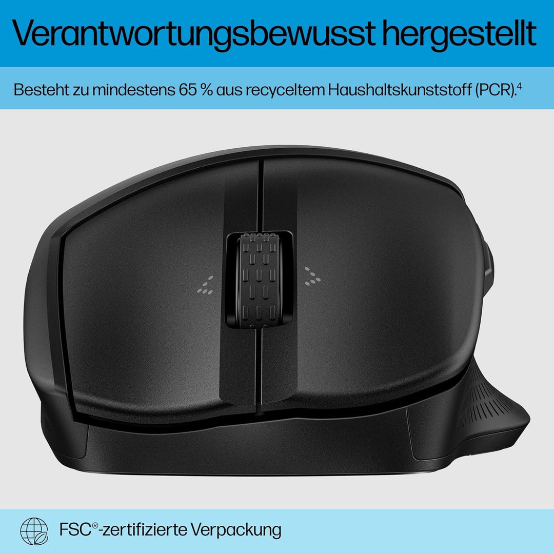 HP 480 Komfort-Maus, Bluetooth 5.3-Verbindung, optischer Sensor mit 4000 DPI, 6 programmierbare Tast