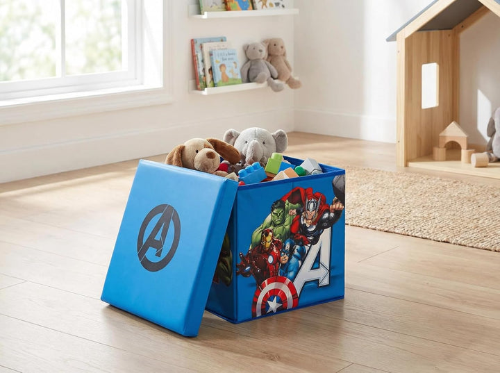 Marvel Avengers Kinder Spielzeugkorb mit Deckel 30x30x30 cm – Aufbewahrungsbox aus Polyester für Spi