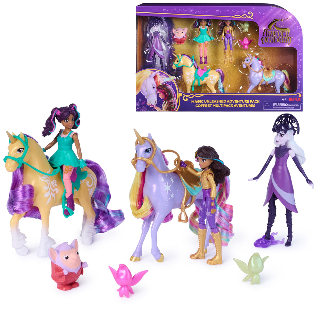 Unicorn Academy - Abenteuer-Set, mit Ravenzella, Sophia, AVA, Wildstar, Leaf und weiteren Figuren, c