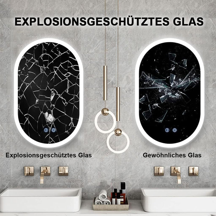 Badspiegel YOLEO Oval mit LED-Beleuchtung, Badezimmerspiegel Dimmbar 70x50cm, Beschlagfreier Wandspi