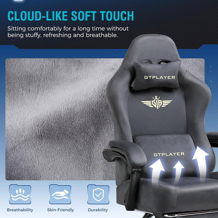 GTPLAYER Gaming Stuhl, Atmungsaktiver Bürostuhl, bürostuhl ergonomisch, Hochwertiger - Stoff, Ergono