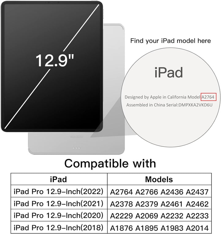 JETech Hülle für iPad Pro 12,9" 6/5/4/3 (2022/2021/2020/2018), Matcha Grün | Transparente Rückseite,