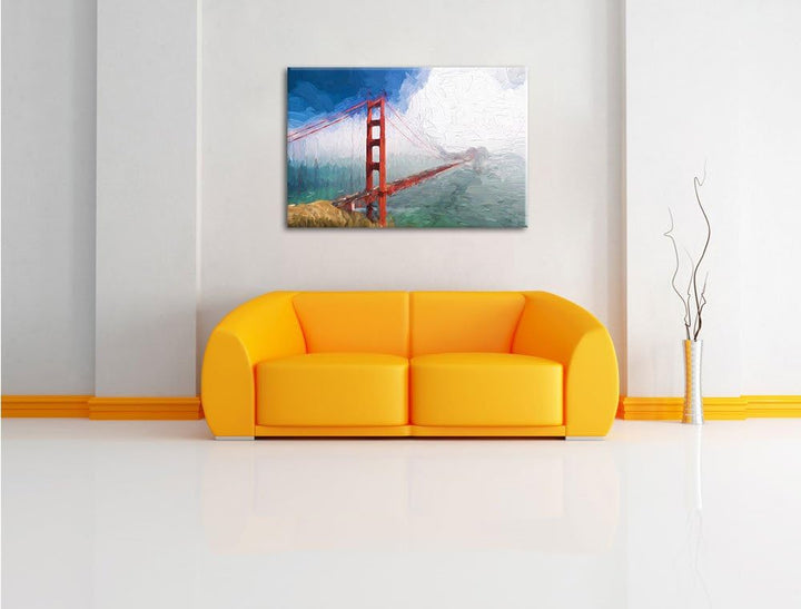 Pixxprint Golden Gate Bridge San Francisco als Leinwandbild/Grösse: 100x70 cm/Wandbild/Kunstdruck/fe