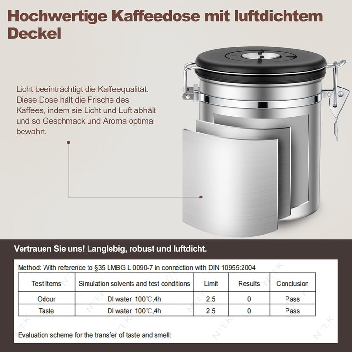 ShanSon Kaffeedose, luftdicht, Edelstahl, Kaffeebohnen-Aufbewahrungsbehälter mit Schaufel, Kaffeedos