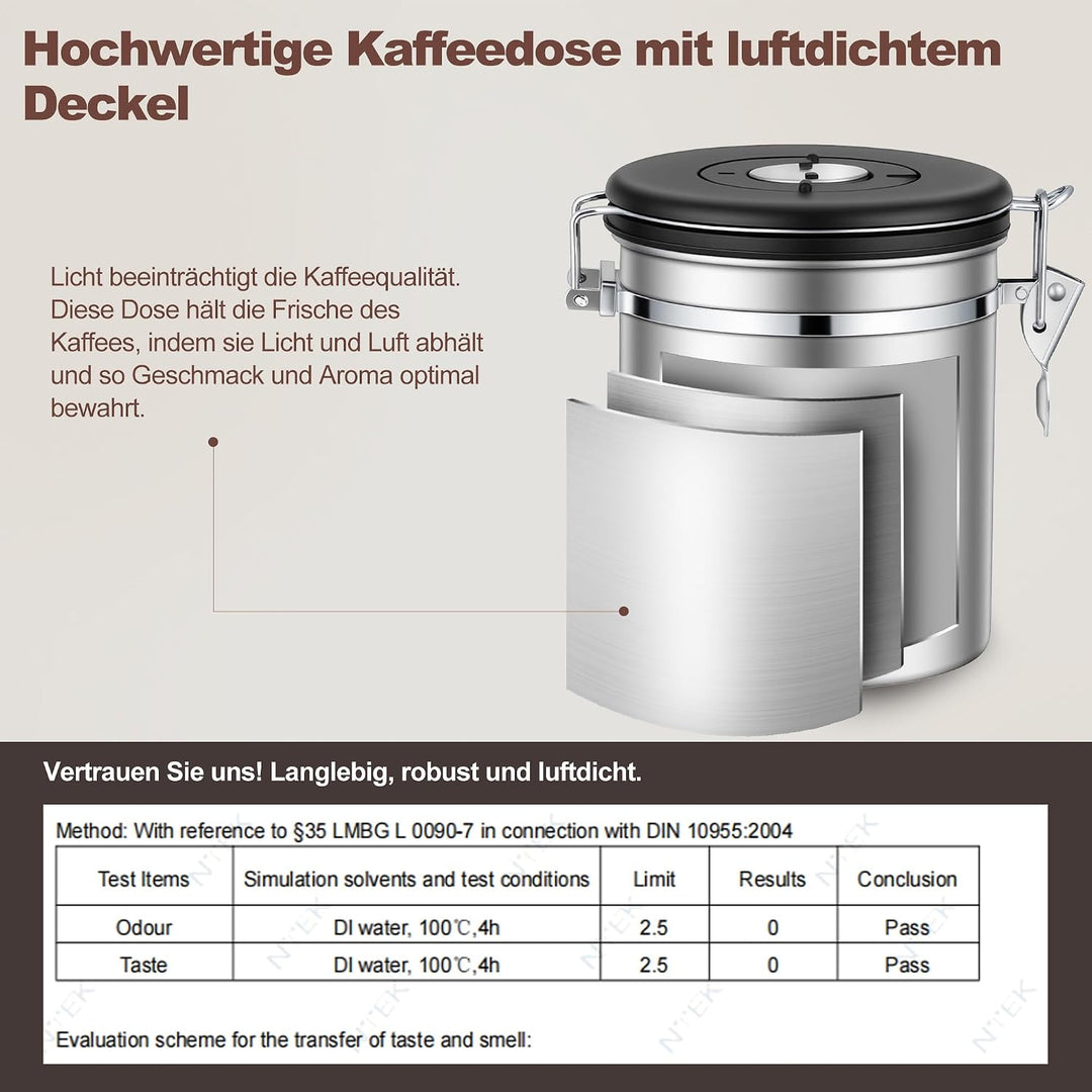 ShanSon Kaffeedose, luftdicht, Edelstahl, Kaffeebohnen-Aufbewahrungsbehälter mit Schaufel, Kaffeedos