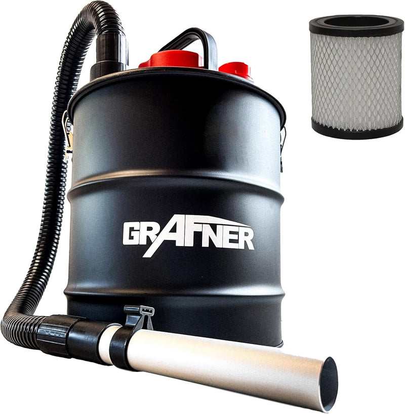Grafner Aschesauger 20 Liter 1200 Watt mit HEPA-Filter und Saug- und Blasfunktion Kaminsauger Grills