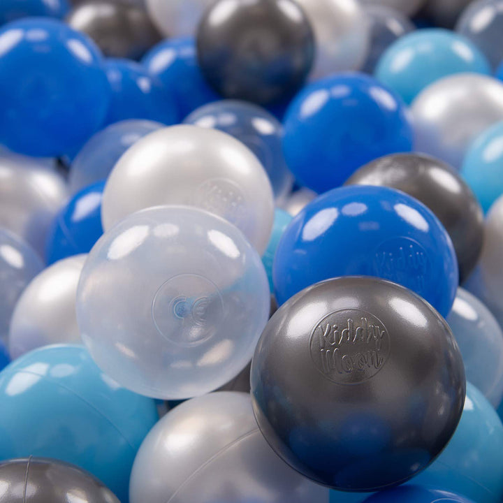 KiddyMoon 700 ∅ 7Cm Kinder Bälle Spielbälle Für Bällebad Baby Plastikbälle Made In EU, Perle/Blau/Ba