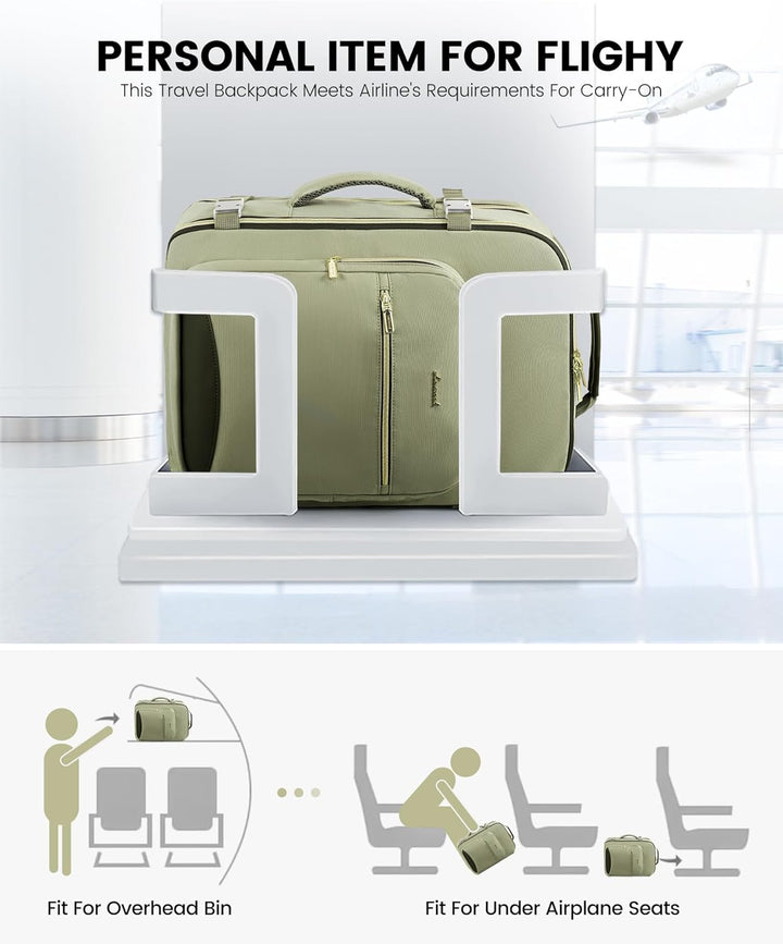 LOVEVOOK Handgepäck Rucksack Flugzeug, 40L Gross Reiserucksack Damen Kofferrucksack, Wasserdicht Rei