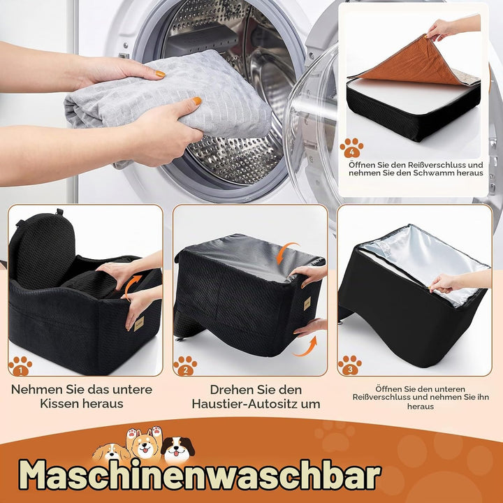 Hunde Autositz für kleine &amp; mittlere Hunde – Wasserfest &amp; waschbarer Hundesitz Auto mit Sicherheitsg