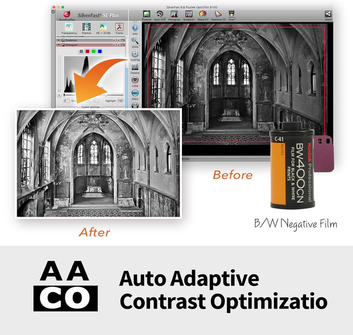 Plustek OpticFilm 8200i Ai 35mm Dia/Negativ Filmscanner (7200 dpi, USB) inkl. SilverFast Ai, 8200i A