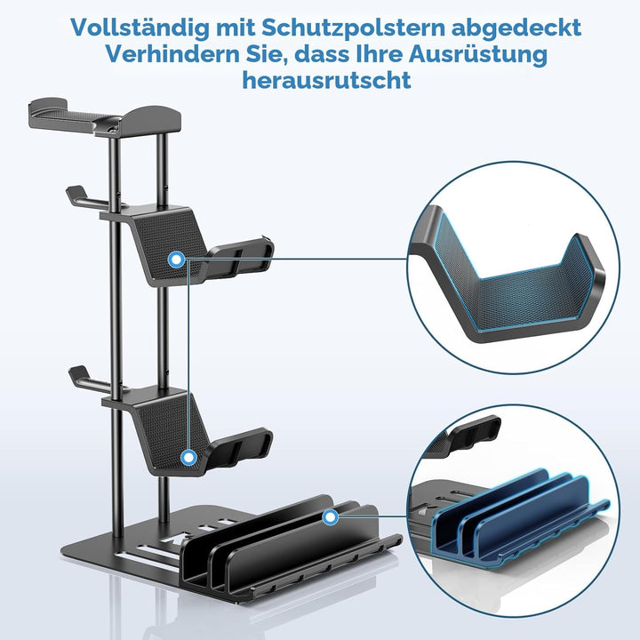 KDD Gaming Headset Ständer, Controller Halter & Kopfhörer Halterung Tisch, Headphone Stand mit Alumi