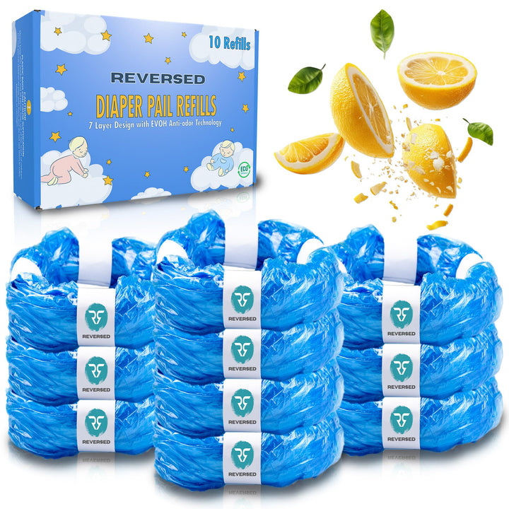 REVERSED® 10 Stück Nachfüllfolie für Windeleimer - Kompatibel mit Tommee Tippee Twist & Click Angelc