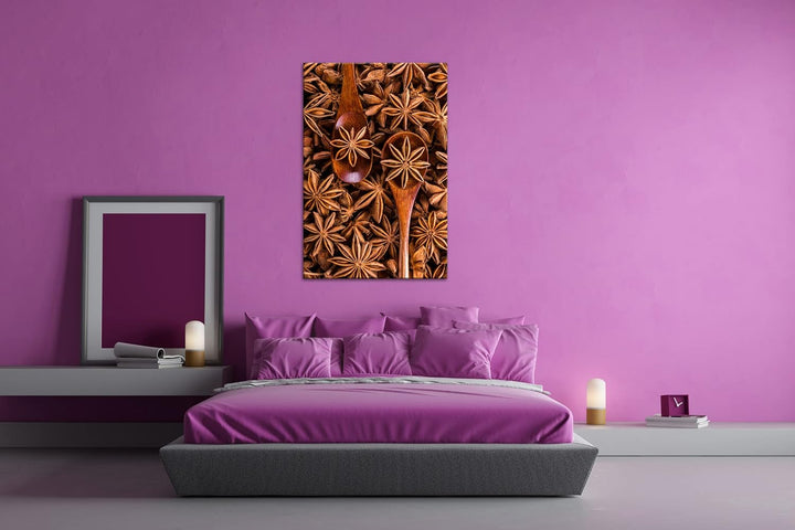 deyoli Gewürz Anise Format: 80x60 als Leinwand, Motiv fertig gerahmt auf Echtholzrahmen, Hochwertige
