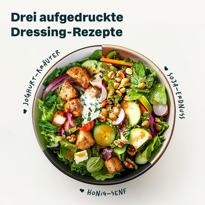 SILBERTHAL Dressingshaker Klein 2er Set - 350 ml aus Glas mit Rezepten - Spülmaschinenfest - Geschen