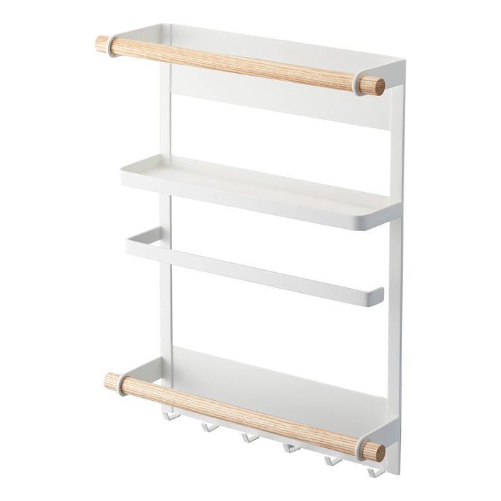 Yamazaki 2559 TOSCA Magnetisches Regal, weiss, Stahl/Holz, Minimalistisches Design