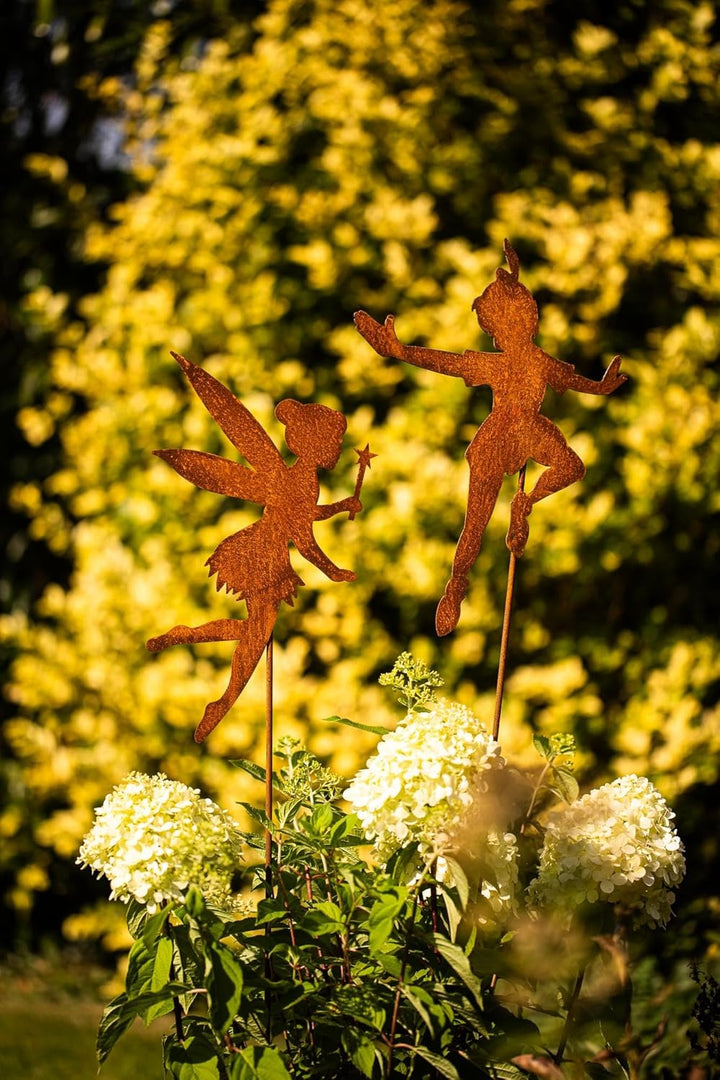 Gartenstecker wie Tinkerbell Metall Rost Gartendeko Edelrost rostiger Beetstecker 60cm (Tinkerbell +