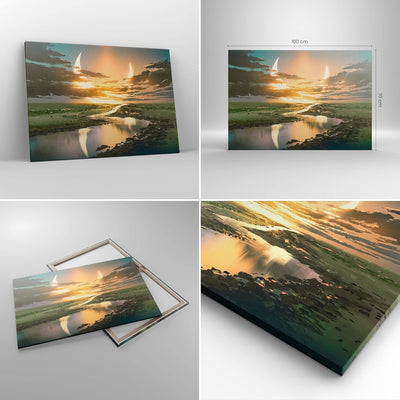 ARTTOR Bilder auf Leinwand 100x70cm Leinwandbild mit Rahmen natur natur Gross Wanddeko Bild Schlafzi