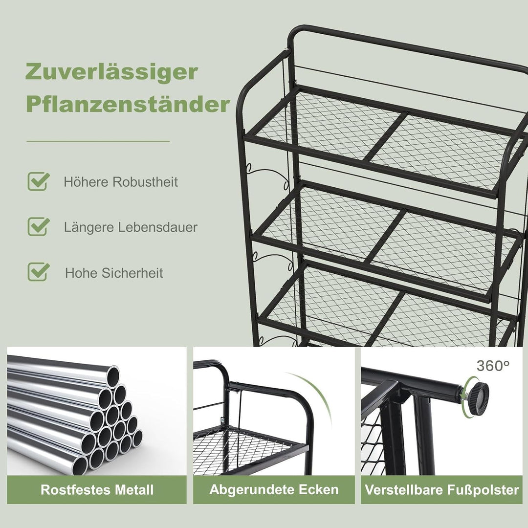 RELAX4LIFE 4-stufiges Pflanzenregal Klappbar, Blumenständer aus Metall, Blumentreppe mit Verstellbar
