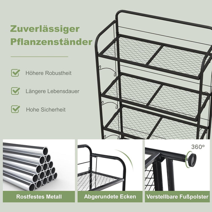 RELAX4LIFE 4-stufiges Pflanzenregal Klappbar, Blumenständer aus Metall, Blumentreppe mit Verstellbar