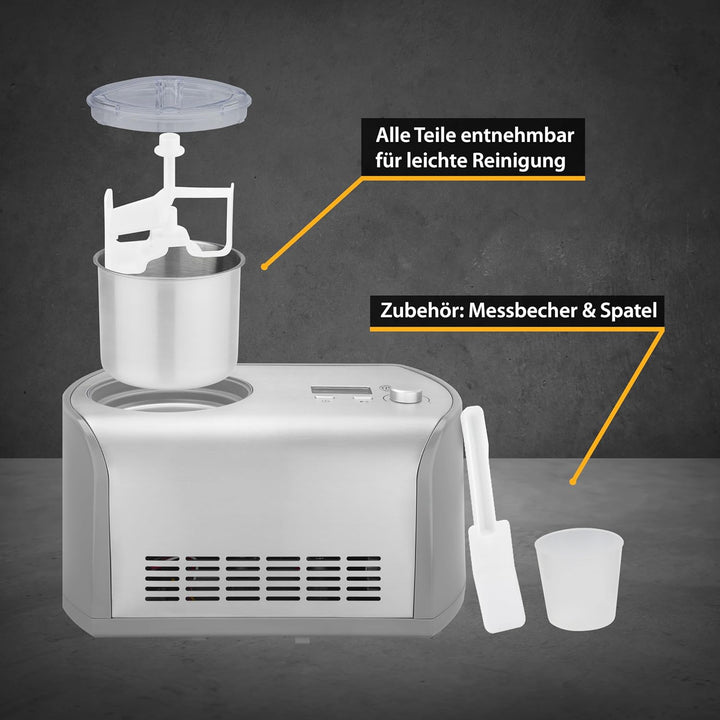 TZS First Austria Eismaschine mit Kompressor | Ice Cream Maker selbstkühlend mit entnehmbarem 1,2 Li