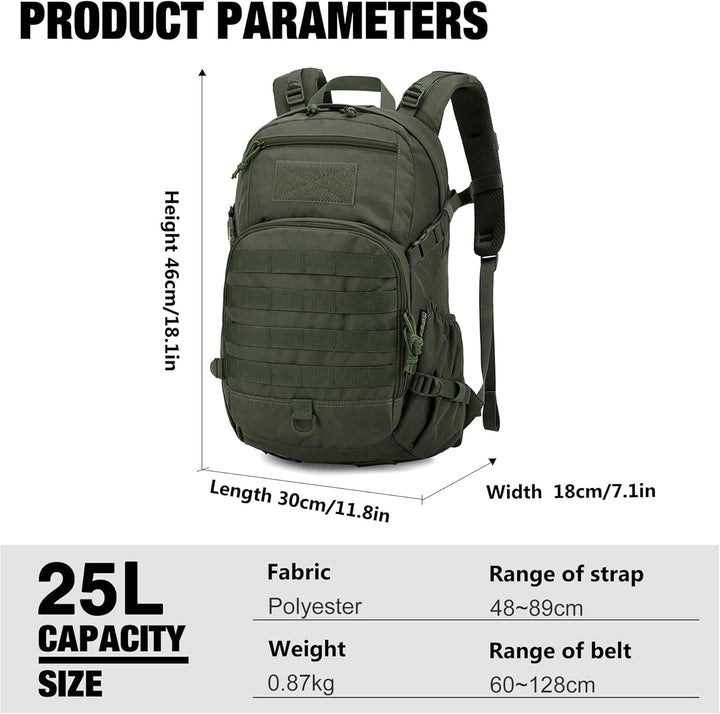 Mardingtop 15L/25L Rucksack Herren Militär Rucksäcke Wanderrucksack für Taktischer Fahrrad Wandern S