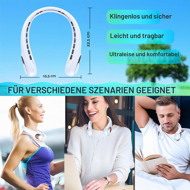KIDEE Nackenventilator, Halsventilator 360° Luftstrom, Tragbarer Neck Fan zum Umhängen, Ultraleise M