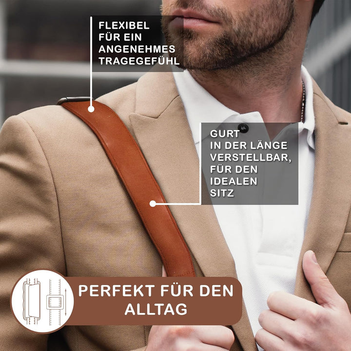 STILORD 'Marlon' Ledertasche Herren Business Uni Büro Vintage Umhängetasche gross DIN A4 mit 15.6 Zo
