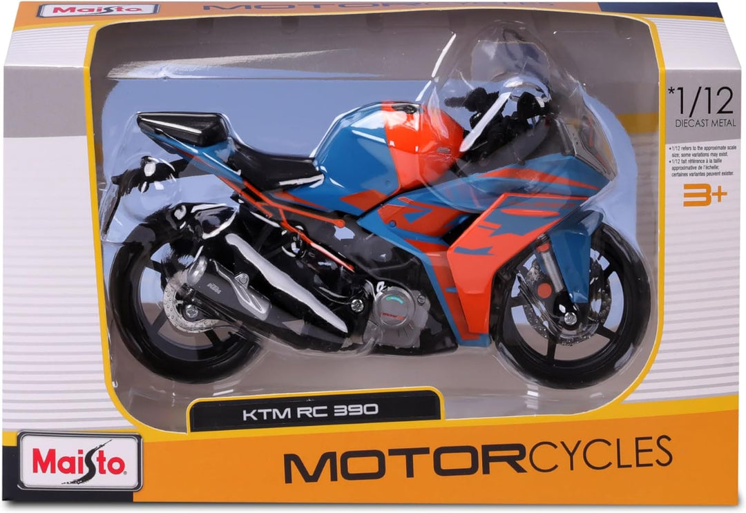 Maisto KTM RC 390: Motorradmodell im Massstab 1:12, mit beweglichem Ständer, Hinterrad-Federung und
