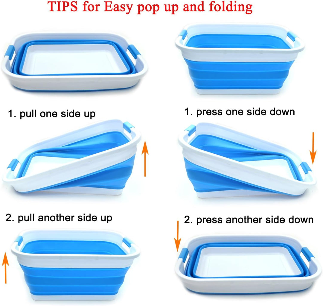 SAMMART 41L Collapsible Plastic Laundry Basket - Foldable Pop Up Storage Container/Organizer - Porta