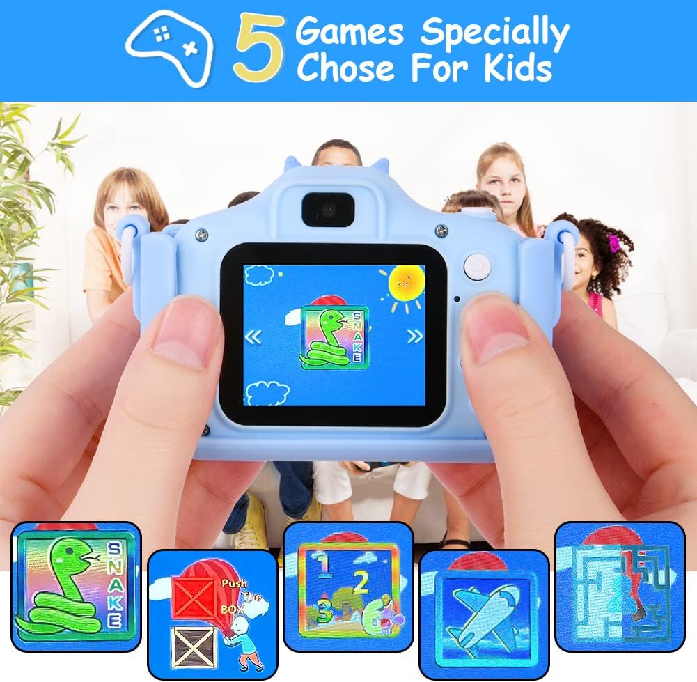 OSDUE Kinderkamera, 2.0”Display Digitalkamera Kinder, 1080P HD Eingebaute 32GB SD-Karte Selfie Digit