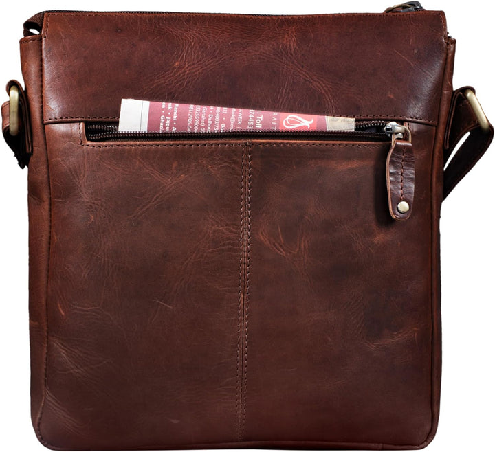 STILORD 'Brady' Messenger Bag Leder Braun klein Umhängetasche Schultertasche für iPad 10,1 Zoll Tabl