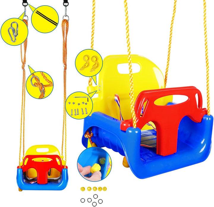 KINSPORY Kinderschaukel Babyschaukel 3 in 1 Babysitz verstellbar Mitwachsend Schaukelsitz Gartenscha