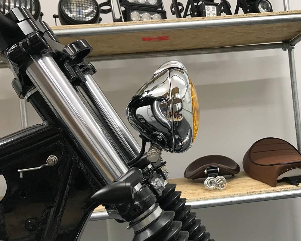 Motorrad Scheinwerfer Klassisch Chrom für Bobber Chopper Scrambler Cafe Racer - 12V 35W